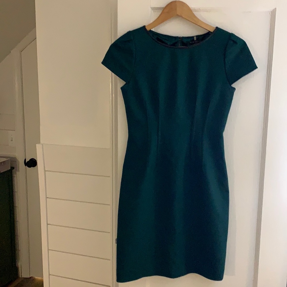 Cap Sleeve Pine Eli Tahari Wool & Silk Lined Mini Dress